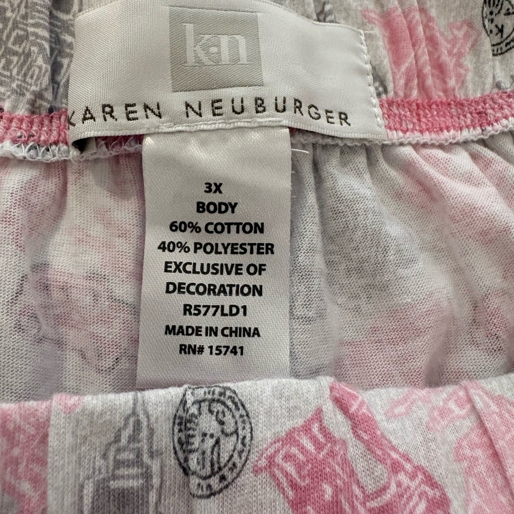 Pink and Gray Patterned Pajama/Lounge Pants 3X  NWOT but washed once - Picture 3 of 3